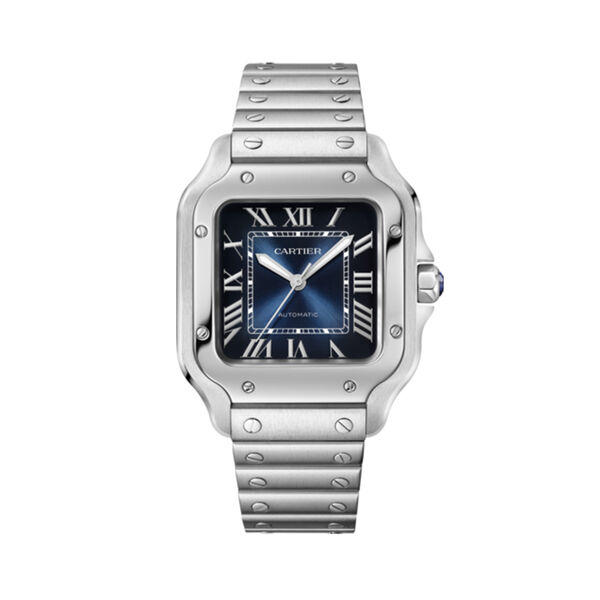 Santos de Cartier 35 mm automatique en acier inoxydable, moyen mod&egrave;le